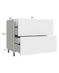 Euro Gloss White 36" 2-Drawer Base Cabinet with 2 Inner Drawers