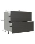 Euro Cafe 36" 2-Drawer Base Cabinet with 2 Inner Drawers