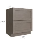 Natural Grey Shaker 30" 2-Drawer Base Cabinet
