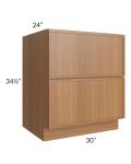 Portland Walnut 30" 2-Drawer Base Cabinet 