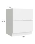 Venetian White Gloss 30" 2-Drawer Base Cabinet