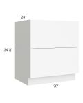 Venetian White Matte 30" 2-Drawer Base Cabinet