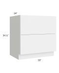 Venetian White Gloss 33" 2-Drawer Base Cabinet