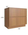 Portland Walnut 36" 2-Drawer Base Cabinet 