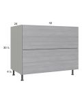 Euro Grey 42" 2-Drawer Base Cabinet