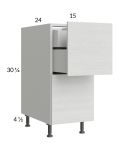 Euro White Grain 15" 2-Drawer Base Cabinet with 1 Inner Drawer