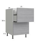 Euro Grey 21" 2-Drawer Base Cabinet with 1 Inner Drawer