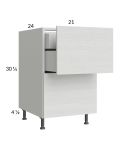 Euro White Grain 21" 2-Drawer Base Cabinet with 1 Inner Drawer