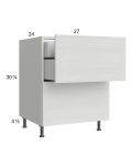 Euro White Grain 27" 2-Drawer Base Cabinet with 1 Inner Drawer