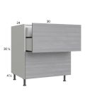 Euro Grey 30" 2-Drawer Base Cabinet with 1 Inner Drawer