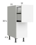 Euro Gloss White 12" 2-Drawer Vanity Base Cabinet with 1 Inner Drawer