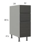 Euro Cafe 12" 3-Drawer Base Cabinet