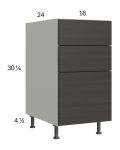 Euro Cafe 18" 3-Drawer Base Cabinet