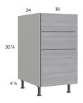 Euro Grey 18" 3-Drawer Base Cabinet
