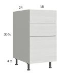 Euro White Grain 18" 3-Drawer Base Cabinet