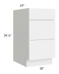 Venetian White Gloss 18" 3-Drawer Base Cabinet