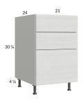 Euro White Grain 21" 3-Drawer Base Cabinet
