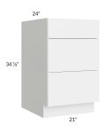Venetian White Gloss 21" 3-Drawer Base Cabinet