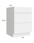 Venetian White Gloss 24" 3-Drawer Base Cabinet