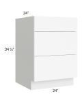 Venetian White Matte 24" 3-Drawer Base Cabinet