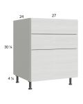 Euro White Grain 27" 3-Drawer Base Cabinet