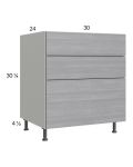 Euro Grey 30" 3-Drawer Base Cabinet