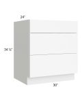 Venetian White Matte 30" 3-Drawer Base Cabinet
