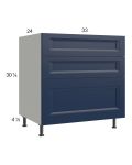 Harbor Navy 33" 3-Drawer Base Cabinet