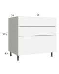 Euro Gloss White 36" 3-Drawer Base Cabinet