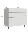 Euro White Grain 36" 3-Drawer Base Cabinet