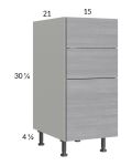 Euro Grey 15" 3-Drawer Vanity Base Cabinet