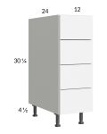 Euro Gloss White 12" 4-Drawer Base Cabinet