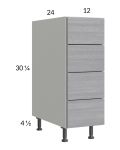 Euro Grey 12" 4-Drawer Base Cabinet