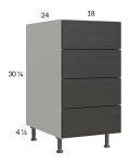 Euro Cafe 18" 4-Drawer Base Cabinet