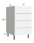 Euro Gloss White 21" 4-Drawer Base Cabinet