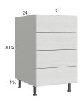 Euro White Grain 21" 4-Drawer Base Cabinet