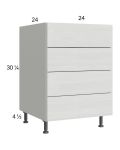Euro White Grain 24" 4-Drawer Base Cabinet