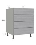 Euro Grey 27" 4-Drawer Base Cabinet