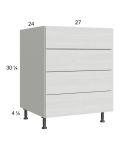 Euro White Grain 27" 4-Drawer Base Cabinet