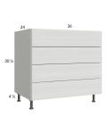 Euro White Grain 36" 4-Drawer Base Cabinet