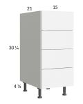 Euro Gloss White 15" 4-Drawer Vanity Base Cabinet