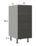 Euro Cafe 15" 4-Drawer Vanity Base Cabinet