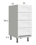 Harbor White 15" 4-Drawer Vanity Base Cabinet