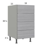 Euro Grey 18" 4-Drawer Vanity Base Cabinet