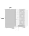 Pearl White 36" Corner Three Drawer Base Cabinet