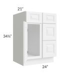 Pearl White 24" Vanity Sink Base Cabinet (Drawers on Right)