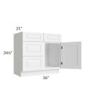 Pearl White 36" Vanity Sink Base Cabinet (Drawers on Left)
