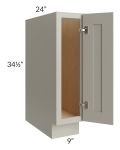 Stratton Light Grey Shaker 9" Full Height Door Base Cabinet