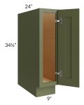 Midtown Hunter Green Shaker 9" Full Height Door Base Cabinet