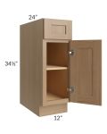Asheville Rift Oak Shaker 12" Full Height Door Base Cabinet